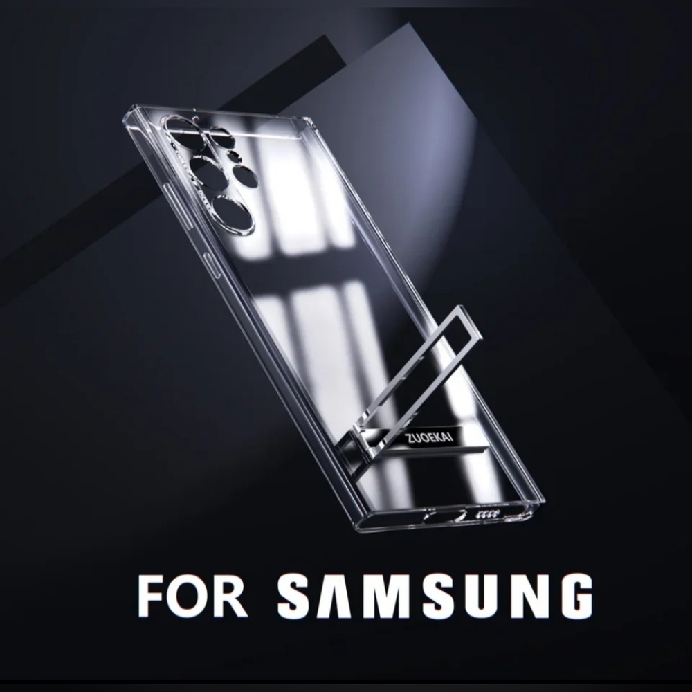 For Samsung Galaxy S24 Ultra Transparent Case with Bracket Standing Transverse